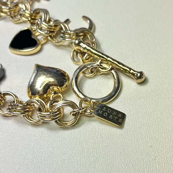 Luna Norte Gold Tone CZ Charm Bracelet Toggle Clasp - Picture 9 of 12